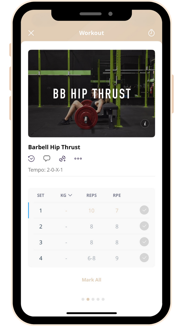 Exercise Library: Step-by-step exercises with videos, sets, reps, and RPE guidance