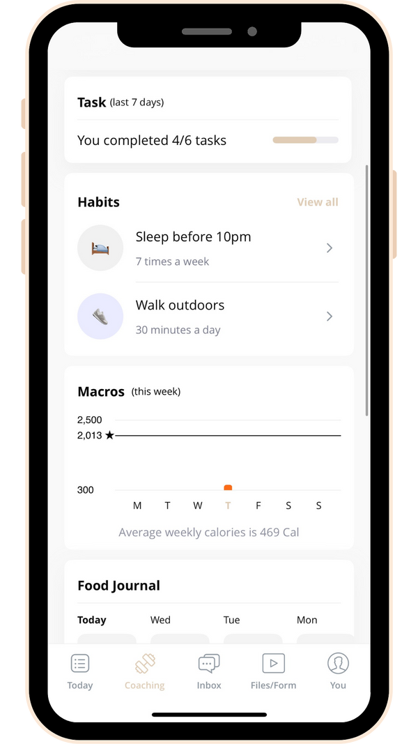 Tasks & Reminders: Stay accountable with daily prompts and check-ins
