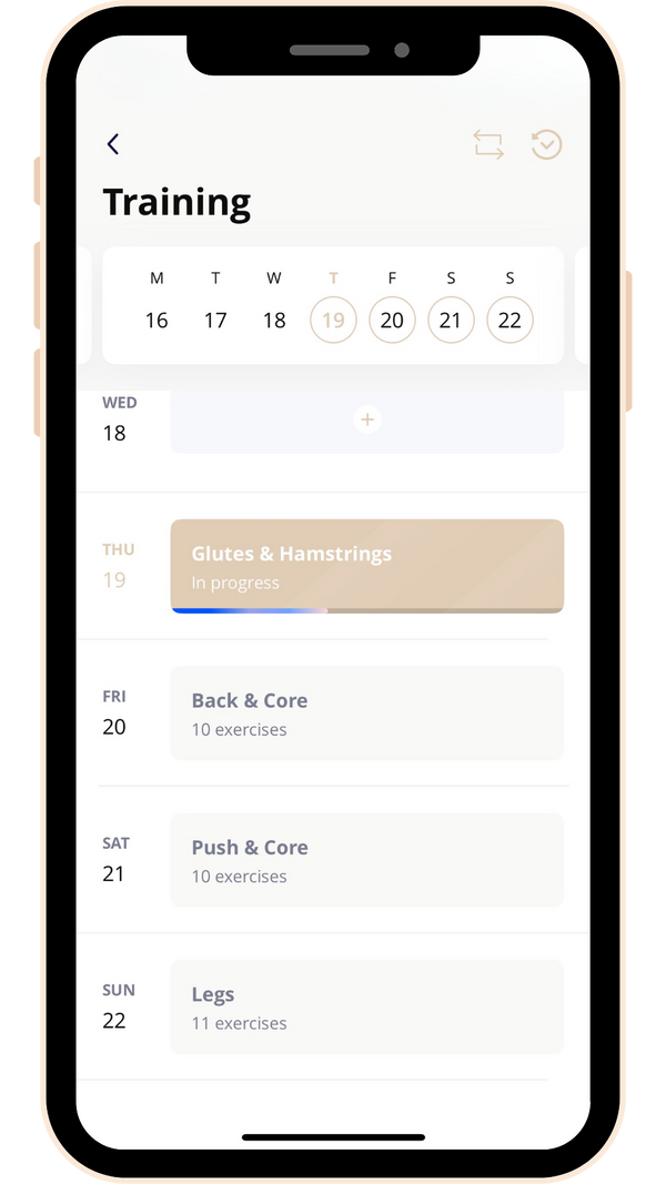 Weekly Training Overview: Your training program laid out for the week, simple and clear
